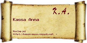 Kassa Anna névjegykártya